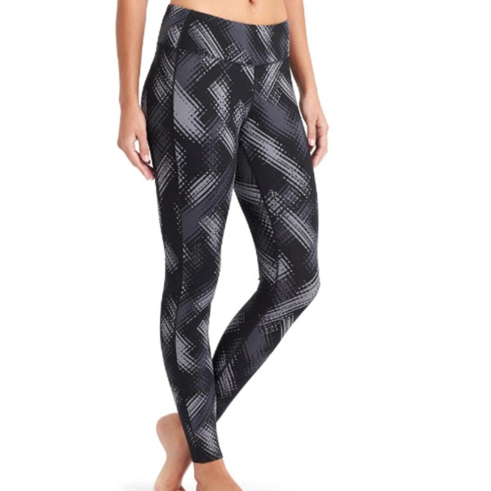 Athleta Superluxe Full Length Leggings Size S Black Grey Print Low Rise